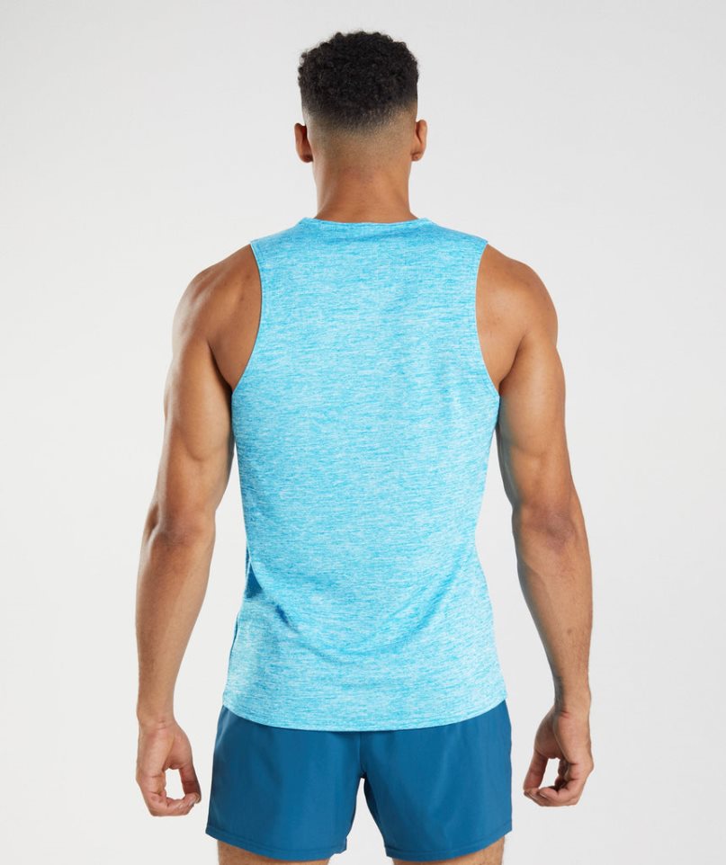 Men's Gymshark Arrival Slim Marl Tanks Turquoise | CA DN865A